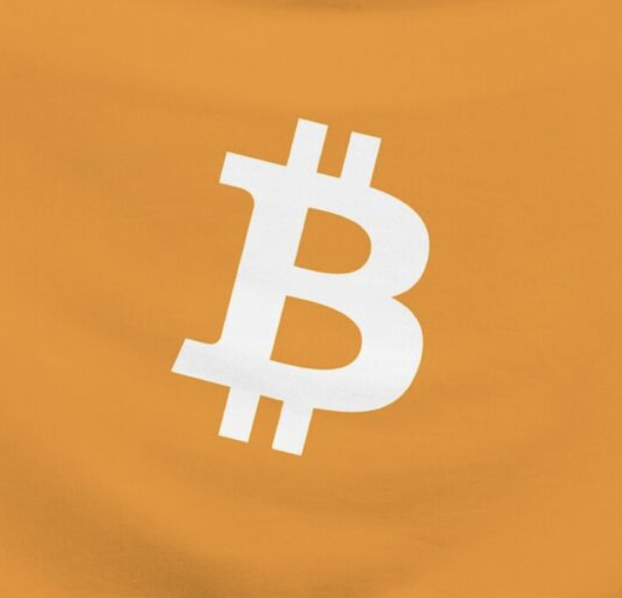 A white Bitcoin "₿" logo is displayed against a vibrant orange, flag-like background. The imagery of the Bitcoin symbol complements the announcement that Arizona became the 2nd U.S. state to establish a strategic Bitcoin reserve.