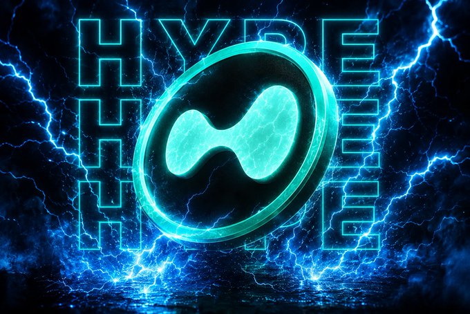 In this image, there is a graphic representation of a neon coin, which has been smashed by an explosion of blue lightning bolts. The coin, with its blue color, is at the center of the image against a dark background with intense blue neon lightning in the sky above it. Below the coins and the lightning, there are words written in white that read "HYPE" and "Hype". These words are set within a black outline that surrounds the coins, providing context to their significance. The phrase "Hyperliquid just smashed a new all-time high over 8% in a single move," indicates that this coin is one of the top-ranking cryptocurrencies by market cap. Additionally, it mentions that the coin has been overtaken by Dogecoin, further establishing Hyper Liquid's dominance in the cryptocurrency world.