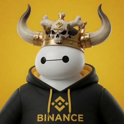 A cartoon character wearing a black Binance hoodie and a horned skull crown appears dazed, reflecting the post's theme of suddenly understanding something while realizing previous arguments about Binance were misguided. The text "BINANCE" is prominently displayed on the hoodie.
