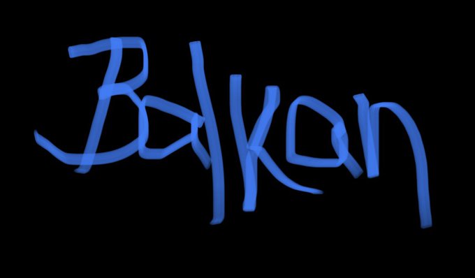 The word 'Balkan' is written in blue graffiti-style text on a black background.