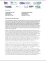 The image shows a joint letter dated May 6, 2025, addressed to House and Senate leaders, filed by ICBA alongside seven other banking groups—including CBA, AFSA, and IIB—demanding additional changes to the Clarity Act regarding stablecoin rewards and Treasury oversight provisions.