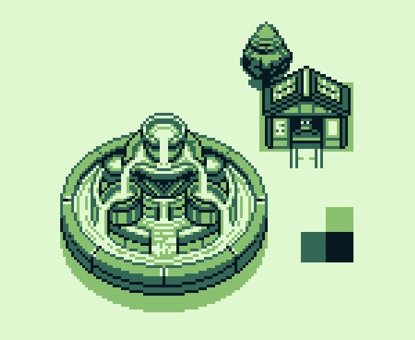 The image features a digital illustration of a fountain house, which appears to be a miniature model or a small-scale replica of an actual building. It is designed with a circular shape that resembles a fountain, complete with water jets shooting up from its center. The fountain house is situated on a green canvas and is accompanied by two smaller images: one depicting the fountain house in black and white, and another showing it rendered in shades of green and blue.

The post also includes text that reads "I created a fountain house on @basepaint_xyz that generates electricity from water pressure." This suggests that the image was likely generated using a computer program or software specifically designed for creating digital artworks. The post is posted at approximately 11:24 am, indicating it was created around that time.