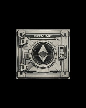 A heavy-duty safe emblazoned with "BITMINE" and the Ethereum logo reinforces the post's message about Bitmine's massive ETH treasury holdings, symbolizing the firm as a secure vault for its 6.03M $ETH stockpile.