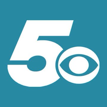 The image shows a stylized logo featuring a large white number "5" alongside an eye icon, set against a teal/blue background, which is the Channel 5 brand logo referenced in the post about the network distancing itself from Hunter Biden's cryptocurrency venture.