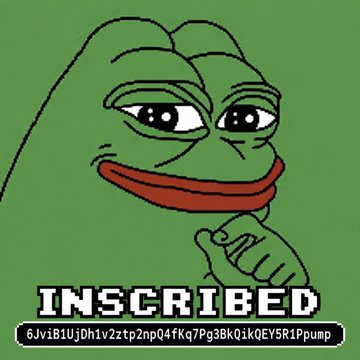 A smug green Pepe frog points knowingly at the viewer with the word "INSCRIBED" displayed above a long alphanumeric inscription code. It humorously accompanies the post's message about skepticism toward market cap validation in the crypto trenches, using the meme to suggest "don't believe everything inscribed on-chain."