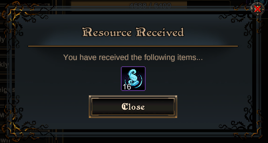 Capturing the essence of the player's triumphant achievement, the pop-up notification prominently displays the receipt of 16 Essence - a crucial resource within the game's universe. This gain propels the player ascent on the #Enjin Multiverse leaderboard, demonstrating the direct impact of their gameplay on in-game rankings. The text in the image, a concise acknowledgment of in-game progression, directly surfaces the player's recent accomplishments and the rarity of their feat of amassing a 20,000:1 ratio of Drakonids to Essence. The enclosed nature of the message, with the 'Close' button provided, suggests that the player can interact with this notification to either claim the reward or dismiss it, indicating a pivotal moment in their quest for legendary status.