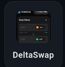 The image showcases the DeltaSwap P2P Trade Testnet interface, featuring a "Swap Token" section with token options like BTC and XRP priced at 0.00, along with network and conversion tabs. The DeltaSwap branding is prominently displayed at the bottom, aligning with the post's announcement of DeltaSwap's new peer-to-peer trading testnet as a potential alternative to major CEX P2P platforms.
