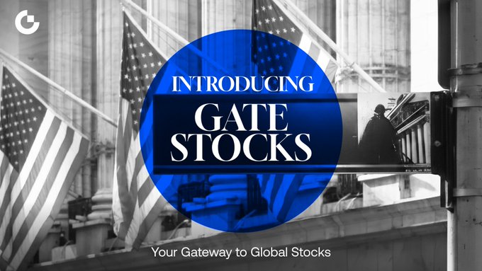 The image features a poster with an American flag at its center, surrounded by four flags - two of which are white and blue, while the other two are red and white. The text "Introducing Gate Stocks" is written above the flag, indicating that the poster is promoting a new platform for accessing global stocks. The focus on the image and its relation to the post suggests that the content might be related to investing in stocks or ETFs through the Gate App.