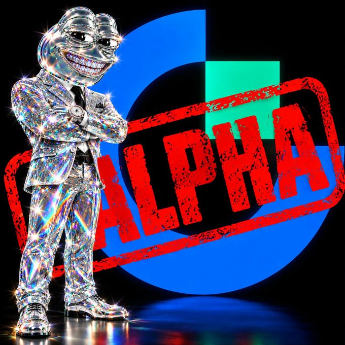 A glittering Pepe-style character in a silver suit stands next to a blue Gate logo stamped with a red "ALPHA" seal, visually announcing the listing of the $PEPONS token on Gate Alpha as referenced in the post.