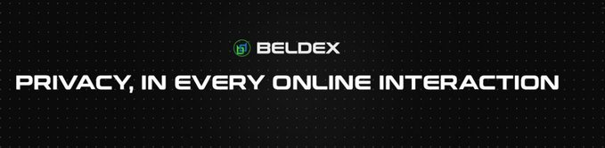 The image displays a dark banner featuring the BELDEX logo and name alongside the tagline "PRIVACY, IN EVERY ONLINE INTERACTION." It reinforces the accompanying post's point about Web3 ownership by emphasizing that true digital control extends beyond asset ownership to encompass privacy across messaging, browsing, identity, and transaction activity.