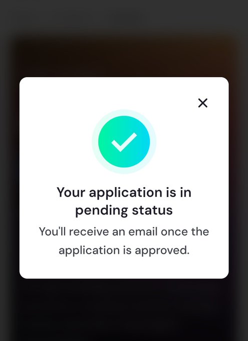 A pop-up notification with a green checkmark displays "Your application is in pending status" along with the message "You'll receive an email once the application is approved." This relates to the post as the user is confused about why they had to reapply for the architect program after already receiving an invitation, suggesting the system shows a pending application status that requires approval before becoming an architect.