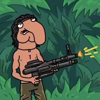 The image features a cartoon character with a large nose, wearing brown pants and holding a gun. The character appears to be in a jungle setting, possibly during an adventure or battle. The caption "Bighead ETH 8==========D" suggests that this is a reference to the character's origin from the TV show "Bighead".