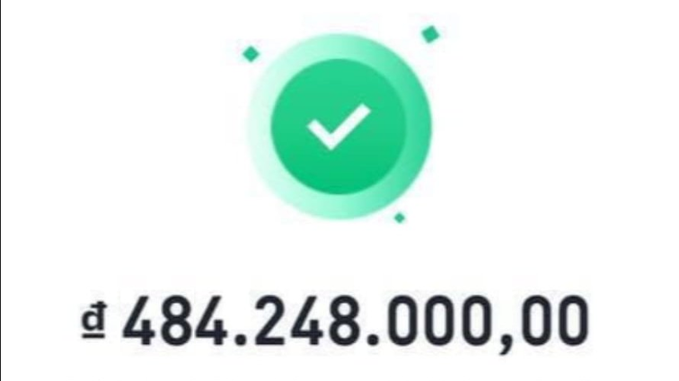 A green checkmark icon above the text '₫ 484.248.000,00', indicating a payment amount in Vietnamese Dong.