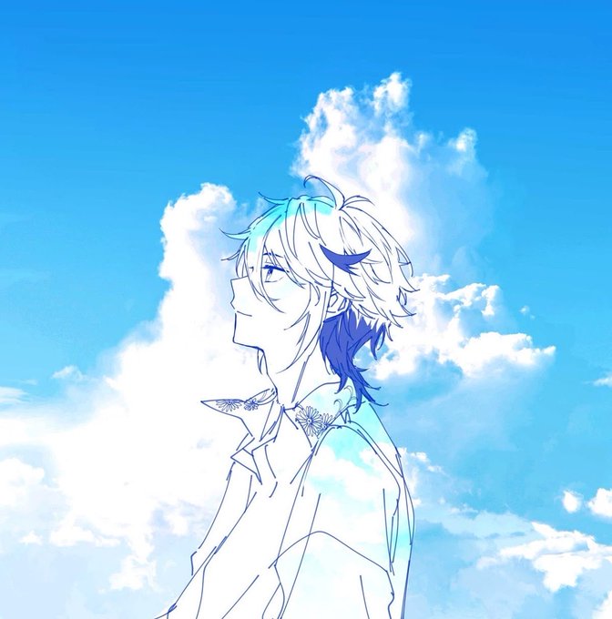 The image features a man with short hair wearing a white shirt standing under a blue sky filled with clouds. The man appears to be looking up at something, possibly an object or event above him. The background of the image consists of a blue sky dotted with fluffy white clouds. There is also text in the image that reads "Todays schedule is locked in • Support my mutuals • Smoke some zaza • Make or lose at least 3 figs on Poly • Drop the article I’ve been cooking be there, its different". The man's position and gaze towards something above him suggest he might be observing a bird flying high in the sky.