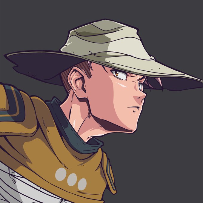 An anime-style portrait shows a determined young man wearing a wide-brimmed sun hat and a mustard-yellow jacket with three white buttons on the collar. The illustration's rugged, adventure-ready aesthetic complements the post's theme of starting a new month with refreshed energy and renewed focus on daily NFT posting.
