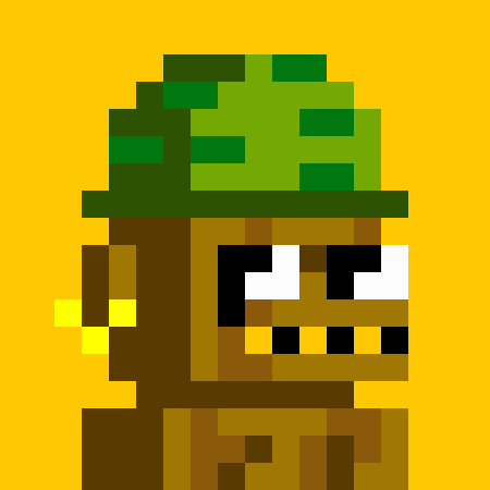 A pixel art character wearing a green camouflage hat with a mischievous grin is displayed against a yellow background. The image serves as an NFT-style profile picture that the user has finally minted on the Zec Bit platform, celebrating their late-night achievement.