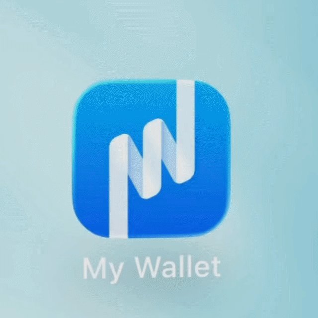 The image features a logo for an app called My Wallet that allows users to manage their finances more efficiently. The logo consists of a blue square with white lines, which represents the "My" part of the name. Below this, there's a line of text that reads "My Wallet". This suggests that the app is designed to help people keep track of and organize their financial transactions using the My Wallet feature.
