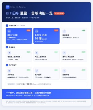 A website screenshot in Chinese for 'Bridge Me Tomorrow' promoting BIT Hong Kong stock with VIP membership features and sign-up offers.