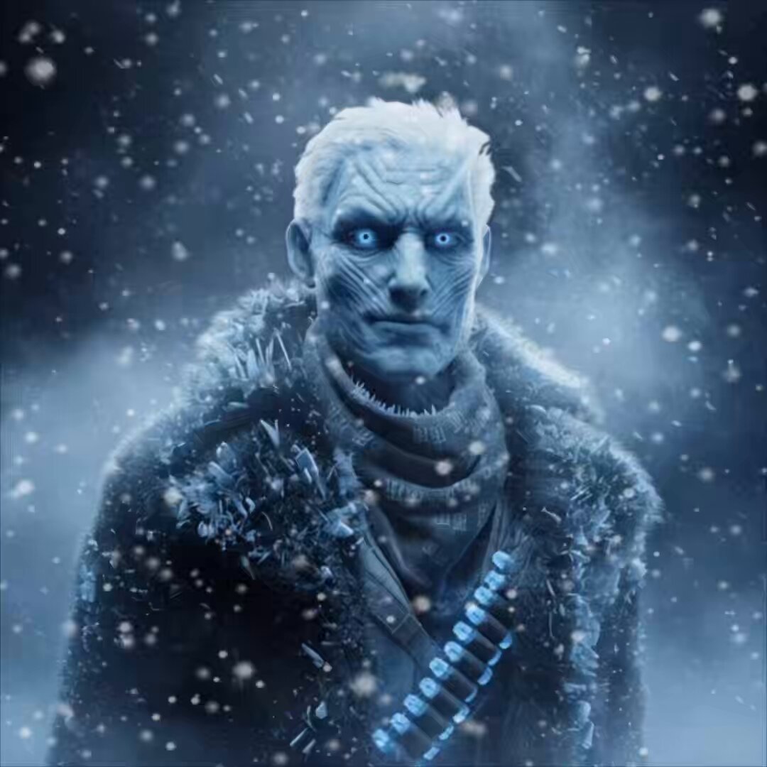 The image features a man with blue eyes, dressed as a character from Game of Thrones, standing against a snowy background. The man appears to be wearing a fur coat and has a gun strapped across his chest. The caption for the image reads "GM/GA/GE @Rough_Ryders ERA III Welcome to the Saloon Era III has arrived Is live and you can now reveal your Pixel ryders".