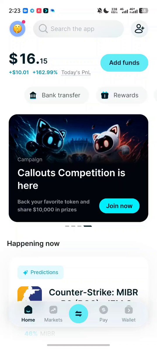 The image shows a cell phone screen displaying an app called "Callouts Competition Is Here" with two cartoon cats as its main feature, along with other options such as "Bank Transfer completed in seconds", "Add funds", and "Campaign". The text on the screen reads "@bitgetwallet #bitget wallet bKash @bitget wallet bKash #bKash #USDT". This app seems to be related to a gaming competition or challenge, possibly involving cats.