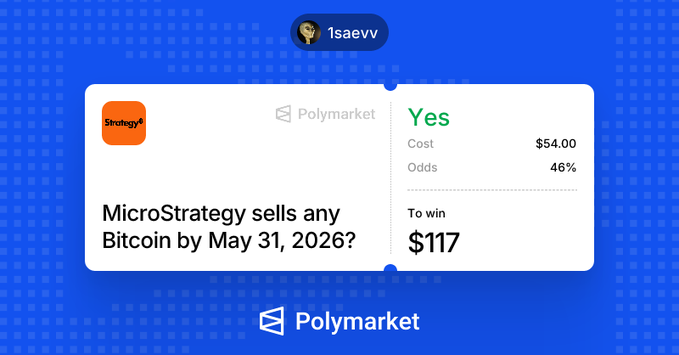 In the image, there's an online advertisement for microStrategy trading with Bitcoin as its featured asset. The advertisement emphasizes that the product can be bought using Bitcoin and provides details about the trade, including a winning price of $117. The text on the advertisement is written in white and orange colors, contrasting with the blue background.