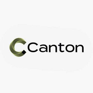 A clean, modern logo for the Canton Network featuring a green and gold circular emblem next to the word "Canton" in bold black text, displayed on a white background.