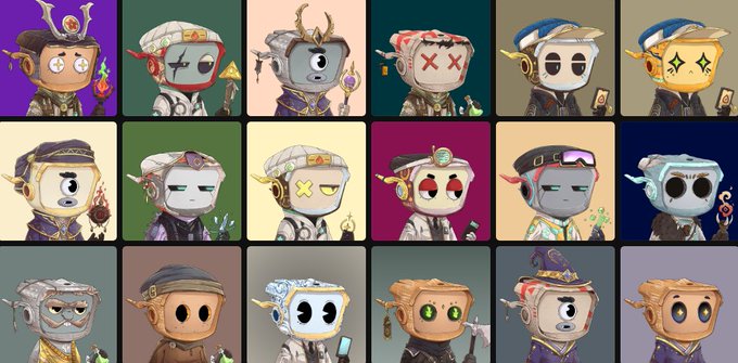 A grid of 18 stylized cartoon bear character illustrations with varied colors, hats, and expressions.