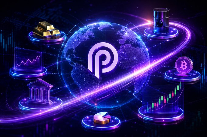 The image features a vibrant digital illustration of a blue-purple globe surrounded by various financial symbols such as gold bars, bitcoin, and dollar bills, suggesting an interconnected global economy powered by cryptocurrency. The world's largest trading organization, Pyth, is highlighted in white text at its center, symbolizing its role in driving market growth. The overall visual effect suggests rapid expansion of the crypto market across different countries during this period, reaching a total value of approximately $3.25T, as indicated by the post caption.