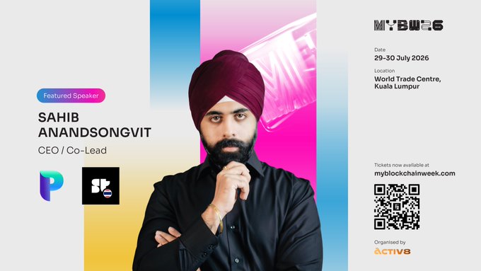 A promotional graphic for MY:BW'26 featuring Sahib Anand Songvit as a featured speaker, with event details for 29-30 July 2026 at World Trade Centre, Kuala Lumpur, organized by ACTIVE8.
