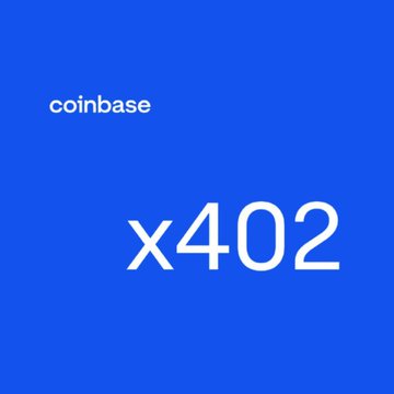 A blue graphic with the "coinbase" logo in the top-left corner and large white "x402" text dominates the center. The image represents the Coinbase-created x402 protocol, which the Cardano Foundation has now joined as a member of the x402 Foundation to help develop it as an open standard for AI agents and stablecoin payments.