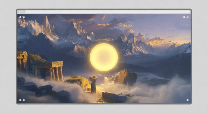A glowing yellow sun hovers over ancient stone ruins and snow-capped mountain peaks, evoking the fragile persistence of the fifth guild as a small flame held against the encroaching dark.