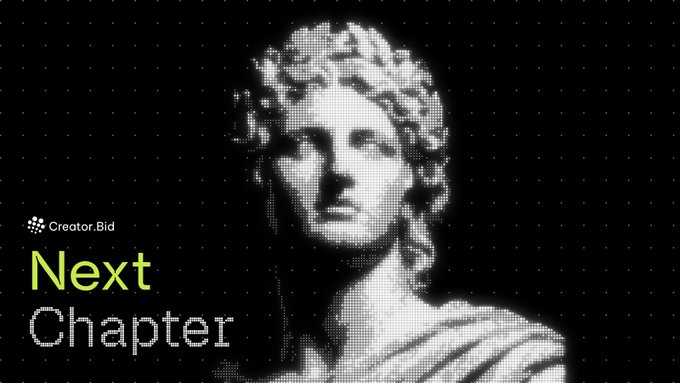 The image features a statue or sculpture of a woman with curly hair, which appears to be the main focus. The text "Next Chapter" is displayed below the statue, suggesting that there might be more content related to this particular chapter. The creator bid logo can also be seen in the bottom left corner of the image.
