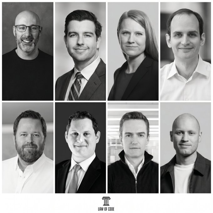 The image features nine men posing for a portrait, all dressed in suits and ties. The men are arranged in a grid-like pattern with three rows and three columns. Each man has their own unique pose, showcasing different expressions as they look at the camera. The black and white color scheme of the photo adds an artistic touch to the overall presentation.
