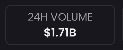 A dark UI card displaying '24H VOLUME $1.71B' in white text.