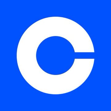 The Coinbase logo, featuring a white stylized 'C' on a blue square background.