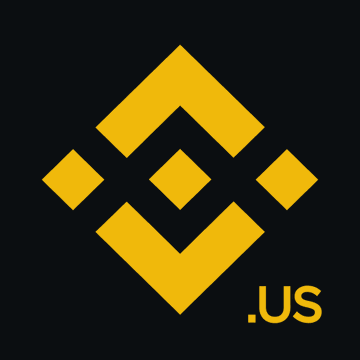 The image shows the Binance.US logo in yellow on a black background, featuring a geometric diamond/rotated square design with ".US" text in the bottom right corner. This represents Binance's US-based cryptocurrency exchange platform, which is the company referenced in the news about seeking a CFTC license to launch prediction markets and expand into perpetual futures trading.