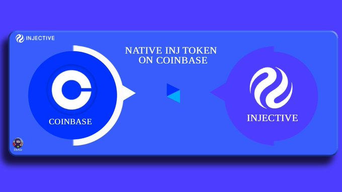 The image features a blue square that displays two logos, one for native token and another for coinbase. The native token logo has a white arrow pointing towards the coinbase logo, indicating a connection or relationship between the two platforms. The text on the image provides information about the native token's functionality and how it can be used to deposit/withdraw funds from the coinbase platform.