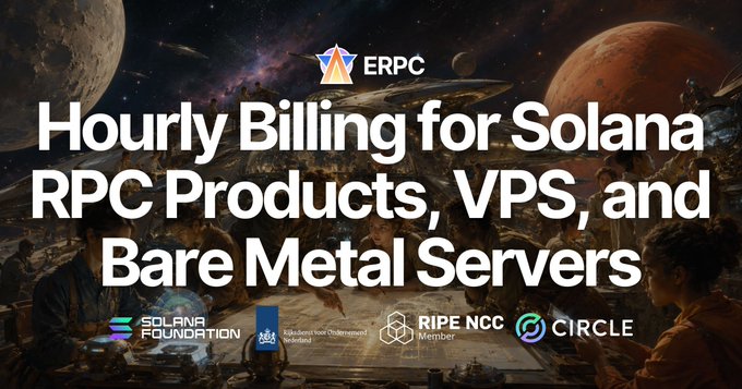 erspc.com's Hourly Billing for Solana products, VPS, and Bare Metal Servers logo is displayed against a dark purple backdrop with planets and stars.