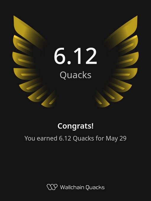 The image features a poster with a gold bird's wing design at its center. The text on the poster congratulates users for their achievements and mentions that they have earned 6.12 Quacks. The poster also includes information about Canopy, an infrastructure platform that focuses on building on top of existing networks to create new applications or entire blockchains. The post emphasizes the importance of infrastructure in creating successful projects and highlights @CNPYNetwork as a prominent example of such an approach.