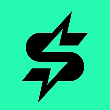 The image features a bold black lightning bolt intersecting a stylized letter "S" against a vibrant mint green background, representing the logo of Strike—a Cardano-based DeFi protocol. The lightning bolt symbolizes the rapid, high-performance nature of the platform, fittingly illustrating the news of its $1M liquidity commitment and 5x+ liquidity expansion.