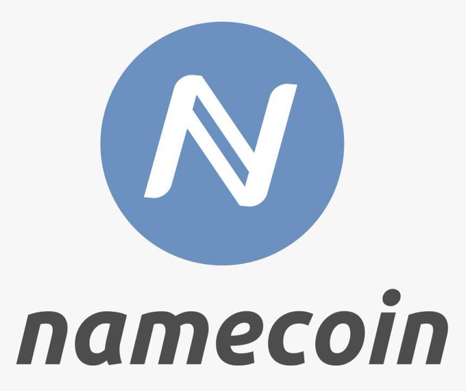 The Namecoin logo featuring a blue circle with a white 'N' symbol and the word 'namecoin' below it.
