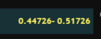 The image displays a numerical range "0.44726 - 0.51726" in yellow text on a dark background, likely representing a price target or trading range for XRP, which the accompanying post references with a hint of price speculation or bullish sentiment.