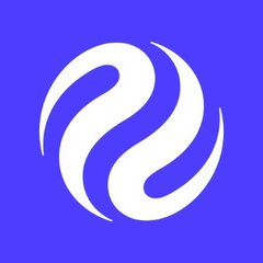 A blue square logo featuring a stylized white 'S' or wave-like symbol, likely a cryptocurrency or tech brand emblem.
