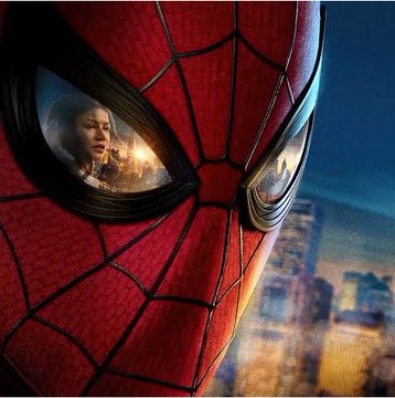 A close-up of Spider-Man's red mask with reflections in his eye lenses, accompanied by the ticker "$AMC" suggesting the superhero theme symbolizes retail investors taking a heroic stand or swinging into action regarding AMC stock.