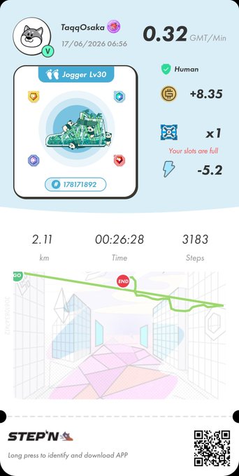 The image shows a screenshot of a smart card app, focusing mainly on the steps section of the screen. The title "StepN" appears at the top and provides information about the card's status. There are also details of when the app was last activated, which is crucial for tracking user activity. The post mentions that there are two posts from "TagChuka 17/06/17".