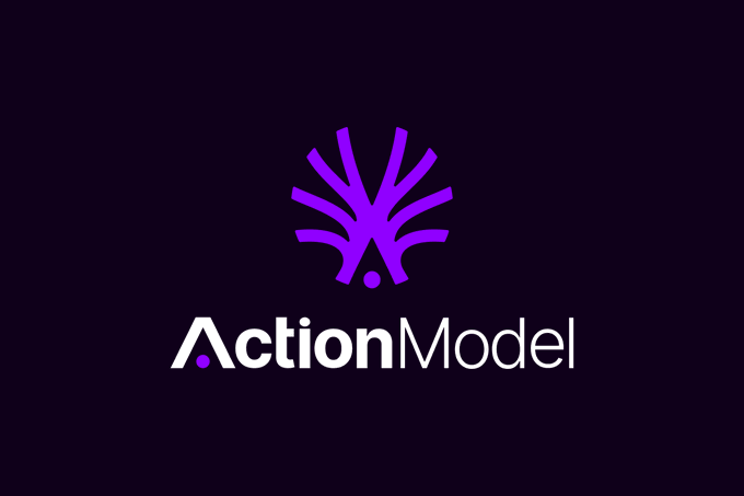 The image features a logo for an action model company named @ActionModelAI, which has purple and white colors. The logo includes a stylized letter "A" surrounded by a tree-like design with multiple branches extending outwards. The text in the image reads, "Most people wait until a project becomes popular before joining. With @ActionModelAI, that can be expensive. Epoch 6 is now live, and anyone joining today locks in a 1.5x bonus on every task they complete in the future."