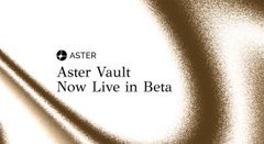 Aster Vault promotional banner featuring the Aster logo and the text "Aster Vault — Now Live in Beta" against an elegant gold silk background. This relates to the post's mention of Aster launching a new product, with "Vault" likely referring to the new passive copy-trading feature being highlighted.