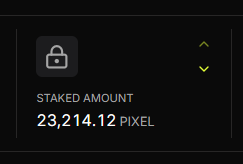 A screenshot showing a staked amount of 23,214.12 PIXEL with a lock icon.