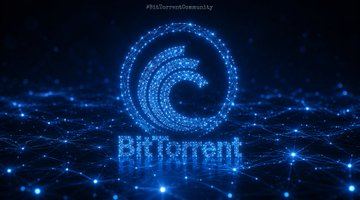 A dark, glowing blue digital art piece shows a spiral design made of connected dots and light nodes with partially legible glowing text beneath it.