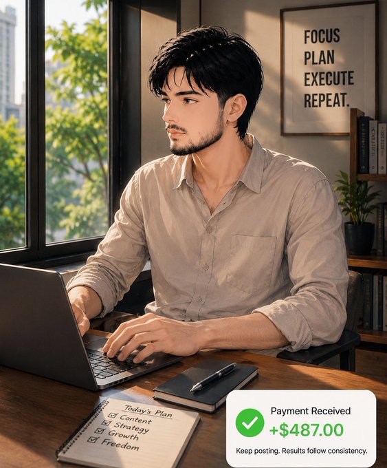The image shows a man sitting at a desk with a laptop computer open in front of him. There are two books placed next to his workstation, one closer to the left side and another towards the right side of the desk. A pen can also be seen on the desk near the center. The post seems to discuss the importance of context for AI systems, as it highlights the need for both computing power and relevant data in order to scale AI workloads effectively.